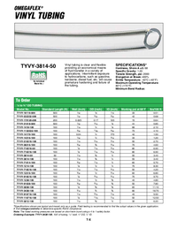 Thumbnail of document Data Sheet - TYVY-1418-100 Vinyl Tubing
